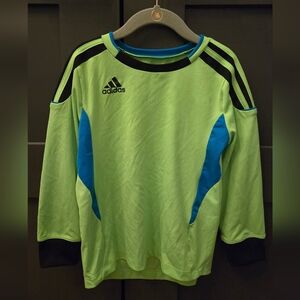 Adidas Kids Lime Green and Blue Long Sleeve Tee